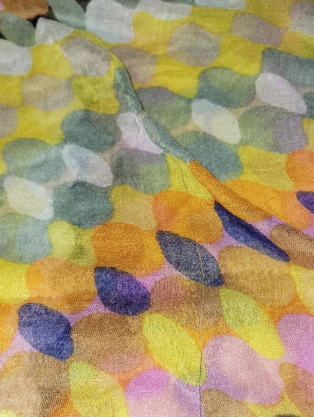 Women's Lightweight Multicolor Polka Dot Scarf - Orange, Yellow & Navy